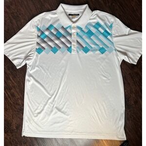 Greg Norman Play Dry Polo Shirt Mens XXL Geometric Golf Moisture Wicking